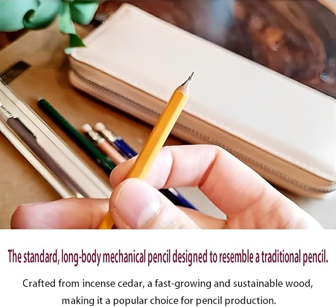 OHTO WN01 Wooden Mechanical Pencil, 0.5mm Fine Point, Standard Long Barrel, Green Body, Made from Incense Cedar, WN01-SP5-GN