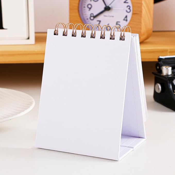 Mini Desk Calendar 2026-2027, Monthy Small Desktop Calendar Runs From July 2026 until Dec 2027, 250 GSM Thick Paper Twin-Wire Binding for Home or Office (White)