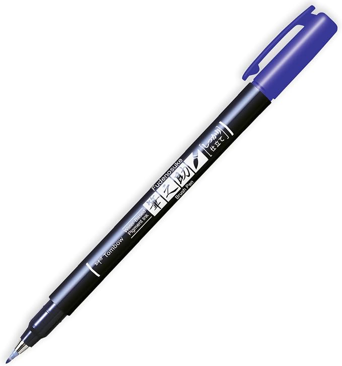 Tombow Fudenosuke Calligraphy Brush Pen - Black, Blue, Red Ink - Pack of 3 In Envelope Gift Packaging