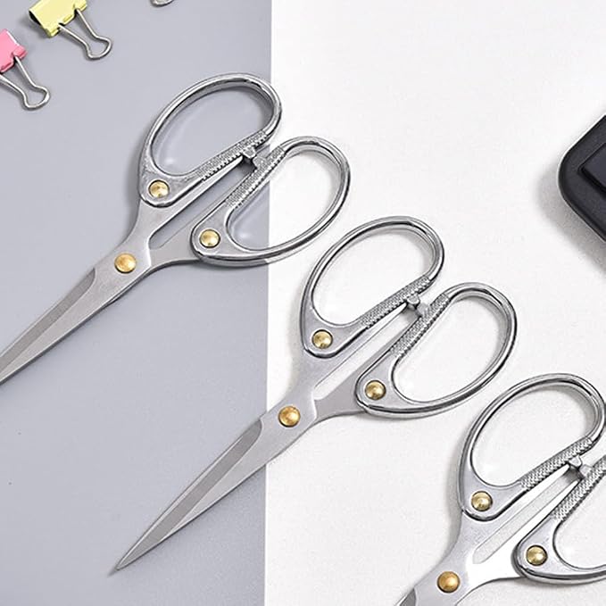 5-inch Small Craft Scissors, Sharp Blades Office Scissors for Desk, Stainless Steel All Purpose Scissors for Office, Home, School, DIY, Sewing, Fabric (Silver)