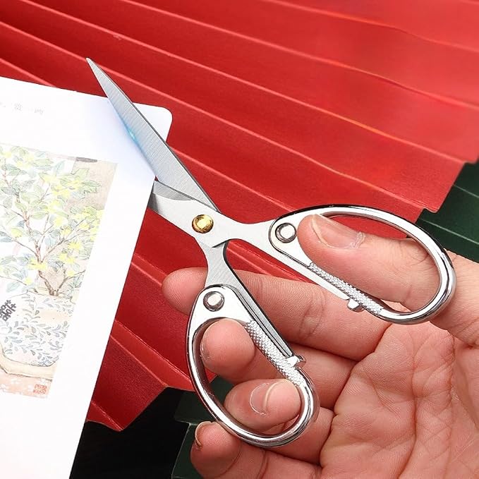 4.5" All Stainless Steel Office Scissors,Ultra Sharp Blade Shears,Sturdy Sharp Scissor for Office Home School Sewing Fabric Craft Paper Multipurpose Scissors Silver
