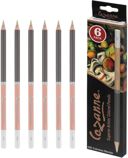 Cezanne Creative Mark Premium Colorless Blender Pencil 6 Pack - Highly-Pigmented Drawing Pencils - Coloring Pencils for Drawing, Blending, Coloring, and More