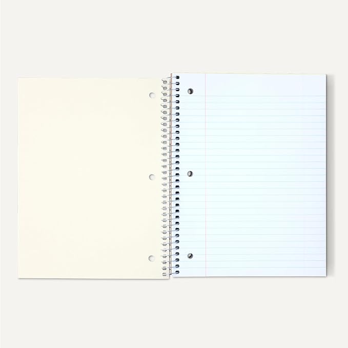 Amazon Basics College Ruled Spiral Notebook, 3-Subject with Pocket Divider, 150 Sheets,8''x10.5'', Assorted Primary Colors, 3 pack