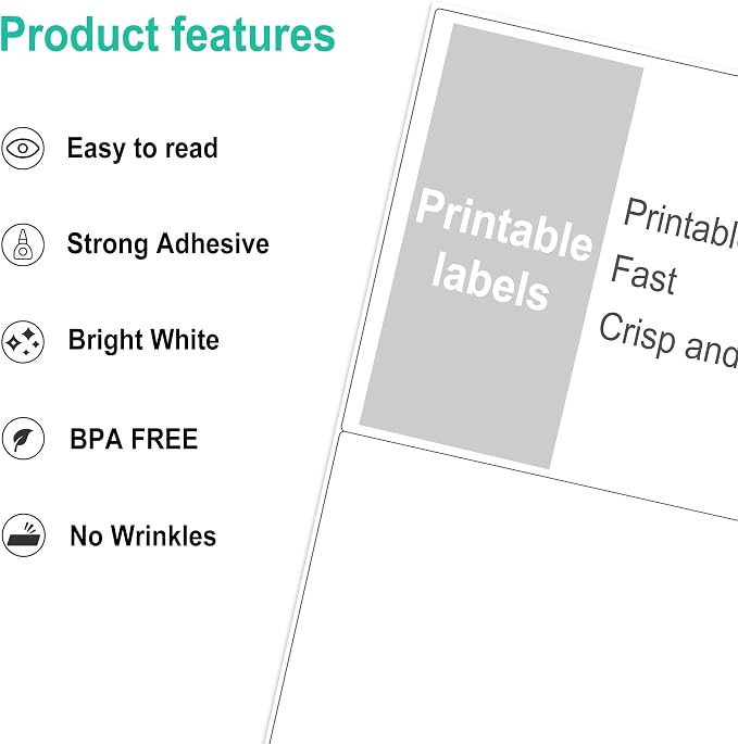 L LIKED 60 Half Sheet Shipping Labels, 2 per Sheet, 5.5 x 8.5 inchh, for Laser & Inkjet Printer - 30 Sheets
