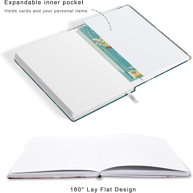 Lined Journal Notebook, Hardcover, Medium 5.7 x 8.4 in, 160 Pages Thick Paper, Cute Aesthetic A5 College Ruled Notebook for Journaling Writing Work Office School Women Men, Ocean Blue Marble