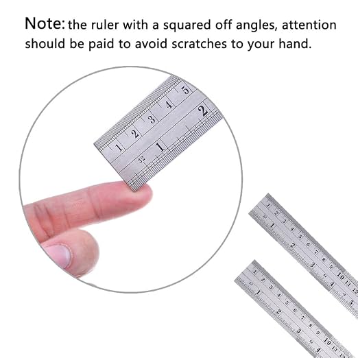ZZTX Metal Ruler 6 Inch 12 Inch Stainless Steel 2 Pack | Rust-proof, Straight edge, Precise markings, Clear read