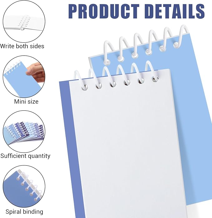 Epakh 24 Pcs Student Gift Bulk Pocket Spiral Notebook Memo Pads Mini Blank Pocket Notebooks 20 Sheets Per Notebook for School Classroom Home Office Nurses(Blue)