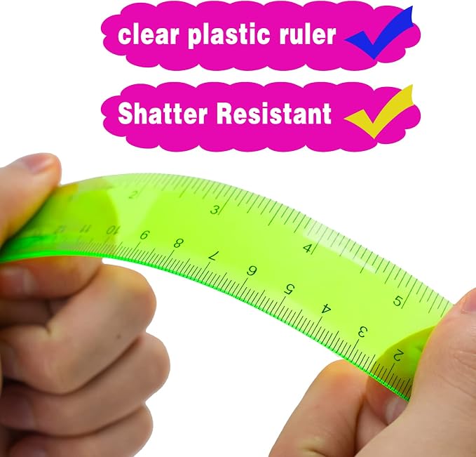 14 Packs 6 Inch Small Rulers for Kids, Plastic Ruler for School | Assorted Colors Plastic Ruler with Inches and Centimeters, Practical for Students Classroom, Office