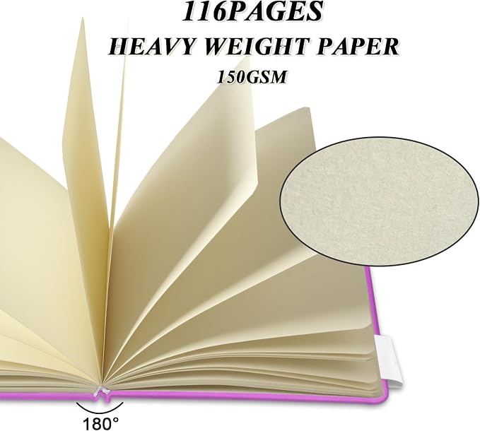 5" x 5" Hardcover Sketch Book,58 Sheets Small Mixed Media Pocket Sketch Pad | PU Cover,150 GSM Acid Free Artist Drawing Paper,Travel Journal Blank Notebook for Adults Sketching,Illustration.
