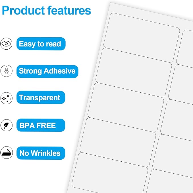 Transparent Stickers Labels - 2" x 4" Clear Address Labels Mailing Stickers for Laser/Inkjet Printer 8.5"×11"- 20 Sheet