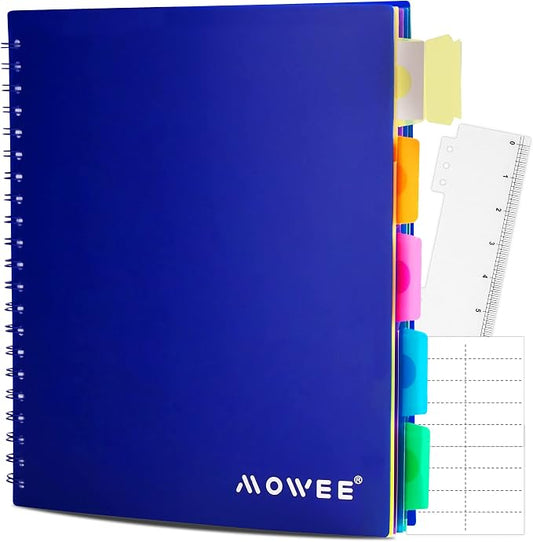 Spiral Notebook - 5 Subject Notebook, College Ruled Notebook With Dividers Pocket, Tabs Label, 11" Ruler, 200 Pages, for Writing Journal, Home & Office, School Supplies, 8.5''x11''Blue | 200 Pages, 11" Ruler, 8.5"x11" Blue, Pocket Dividers with Tab Lab...