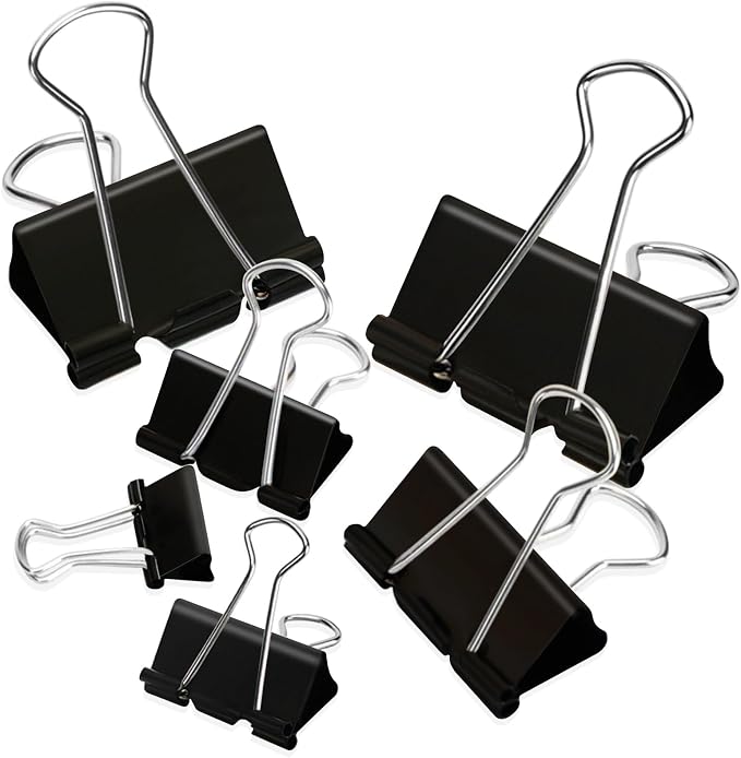 Binder Clips Assorted Sizes Paper Clamps, XLarge, Large, Medium, Small, Mini, 100Count Black Paper Clips Office File Supplies, Meet a Variety of use Scenarios
