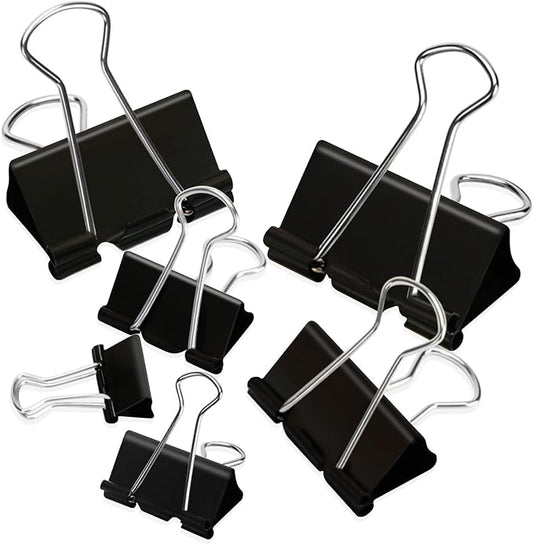 Binder Clips Assorted Sizes Paper Clamps, XLarge, Large, Medium, Small, Mini, 100Count Black Paper Clips Office File Supplies, Meet a Variety of use Scenarios