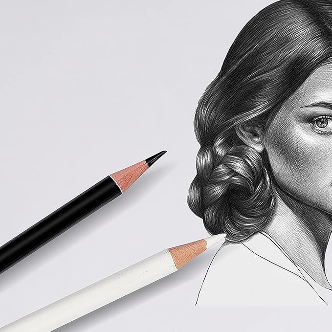 SIQITECHNO 12Pcs Black and White Based Colored Pencils Wooden Oil Color Pencils Premier Soft Core Colored Pencil for Drawing Sketching Shading