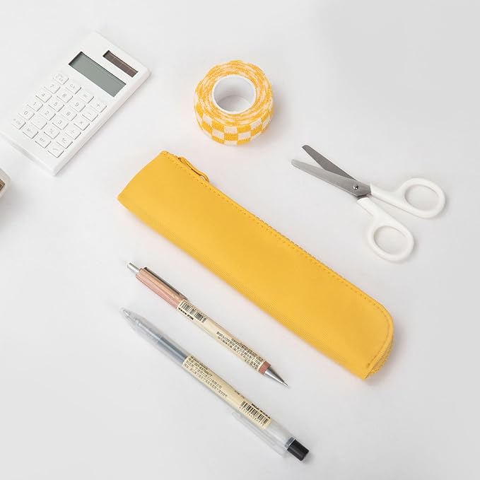 Slim Pencil Case Small Pencil Pouch Pen Case (Black/OF)