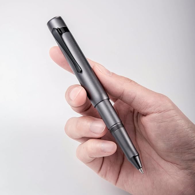 HONG DIAN M2 Black Forest Mini Rollerball Pen, Fine Point 0.5mm, Sleek Aluminium Pocket Pen with Black Ink Refill, Ideal for Travel & Signature (Space Gray)
