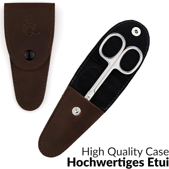 marQus Solingen Scissors - Cuticle Scissors Germany - Curved Blade, Nail Scissors Germany - Pedicure Beauty Grooming Kit for Nail, Eyebrow, Eyelash, Dry Skin - Nail sicssors, Brown Tower Point