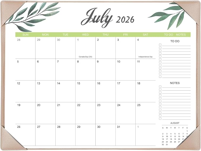 Desk Calendar 2026-2027 with Desk Mat – 22" x 17" Large Desk Pad Calendar Runs from July 2026 to December 2027, Office Supplies Desktop Monthly Calendar for Home & Office