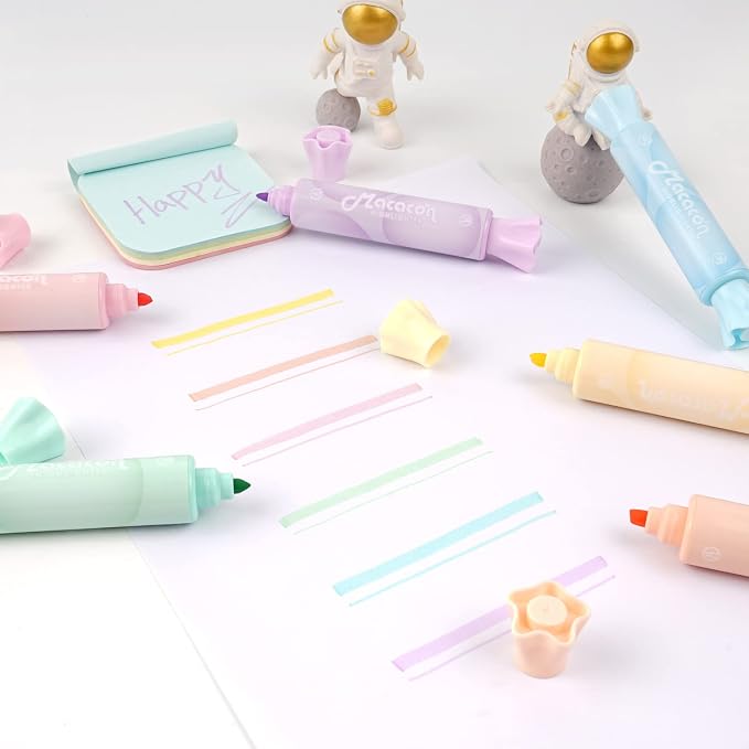 Candy Highlighters, 18 Pack Cute Pastel Highlighter Pens, Candy Shaped Chisel Tip No Bleed, Quick Dry Aesthetic Highlighters for School Supplies, Bible Study, Journaling, Planner, Notes, Teachers
