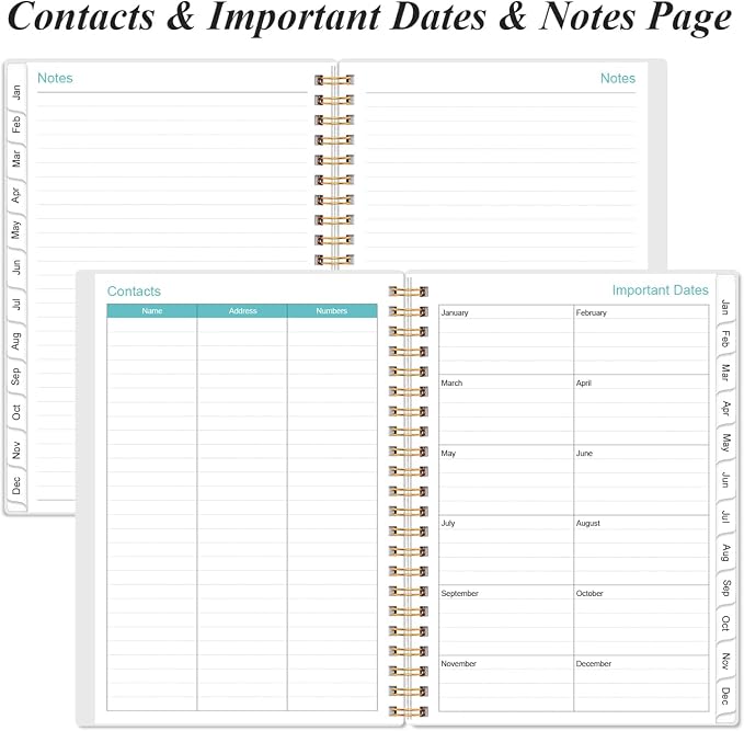 2026 Planner - Planner 2026 from January 2026 - December 2026, Weekly & Monthly Planner Spiral Bound with 12 Monthly Tabs, Inner Pocket, 6.4" x 8.5", Blue Watercolor