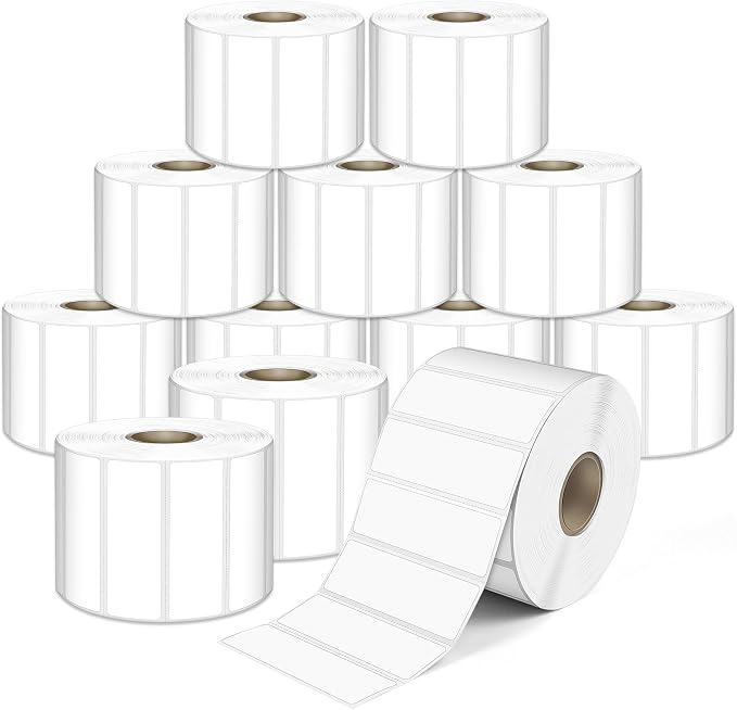 L LIKED 2.25" x 0.75" Direct Thermal Labels, Permanent Adhesive Address Barcode Label & Compatible with Rollo, Zebra and Other Desktop Printers (12 Roll, 20400 Labels)