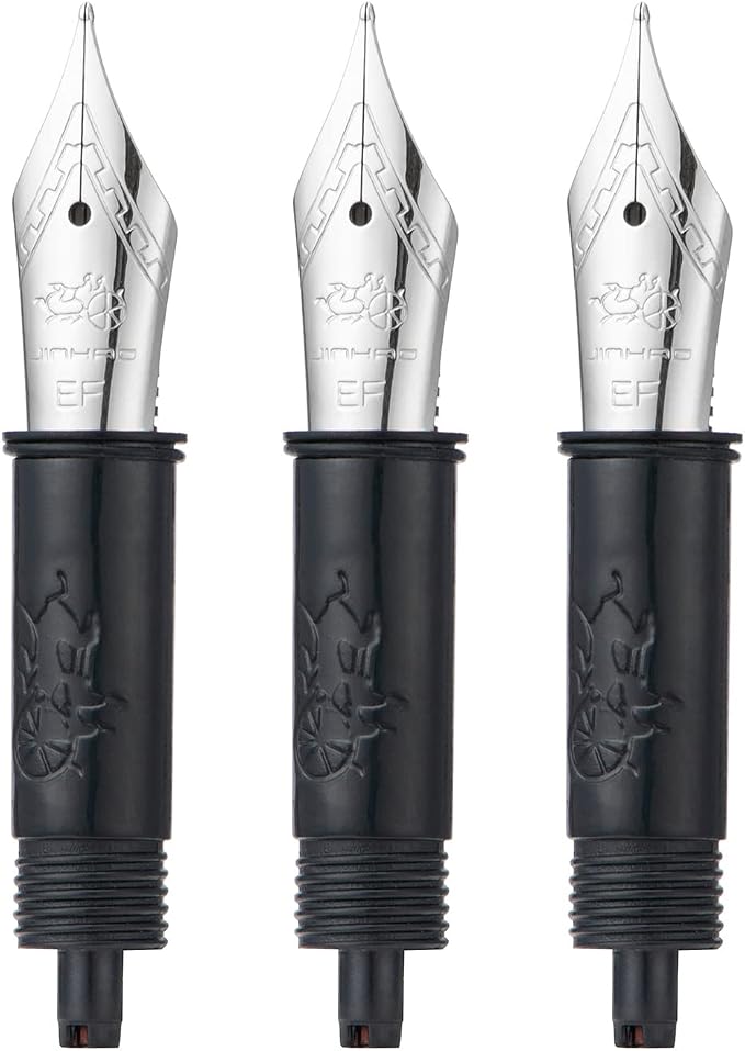 Set of 3 Jinhao 82 Fountain Pen Extra FIne Nib with Black Section Feed Silver-Compatible with Jinhao 82, 88, 95, 82 Mini, 92, 100 Mini Fountain Pen