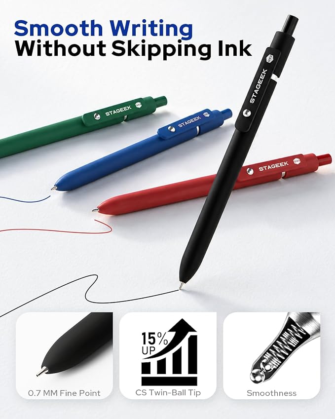 STAGEEK GX3 Colorful Gel Pens, 8 Pcs Colored Pens Fine Point Smooth Writing Pens, 0.7mm Quick Dry Retractable Multi Colored Pens for Journaling,Office,Note Taking, School Supplies, Gifts for Women Men