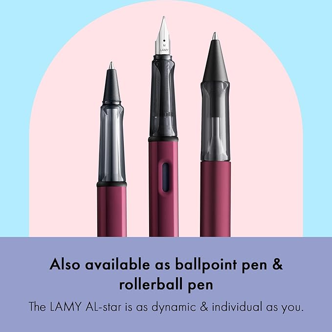 LAMY AL-star black purple - Fountain Pen with ergonomic grip & polished steel nib in size EF - lightweight aluminum body - including LAMY T 10 blue cartridge - Right-Handed