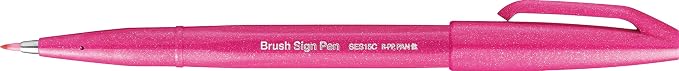 Pentel Fude Touch Sign Pen, Pink, Felt Pen Like Brush Stroke (SES15C-P)