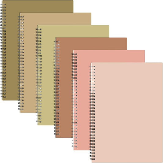 Fuutreo 6 Pack Spiral Notebook 10.5x7.45 Notebook,Lovely Color,Nut