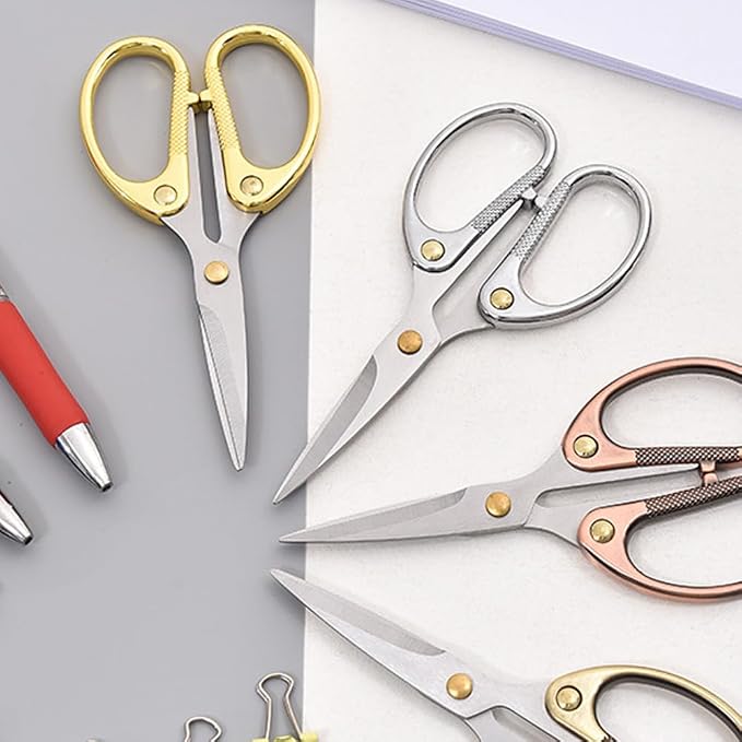 5-inch Small Craft Scissors, Sharp Blades Office Scissors for Desk, Stainless Steel All Purpose Scissors for Office, Home, School, DIY, Sewing, Fabric (Silver)