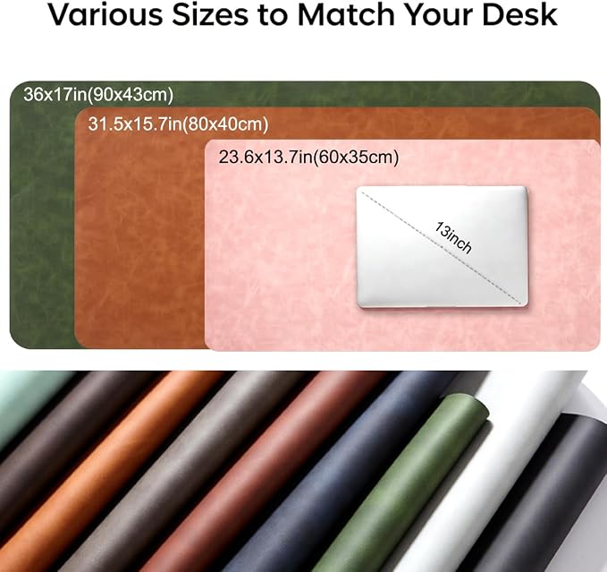 Distressed Leather Desk Mat - Non-Slip PU Leather Desk Pad Protector - Large Waterproof Mouse Pad Computer Keyboard Desk Mat Desk Accessories for Office & Home (Pink, 36"x17")