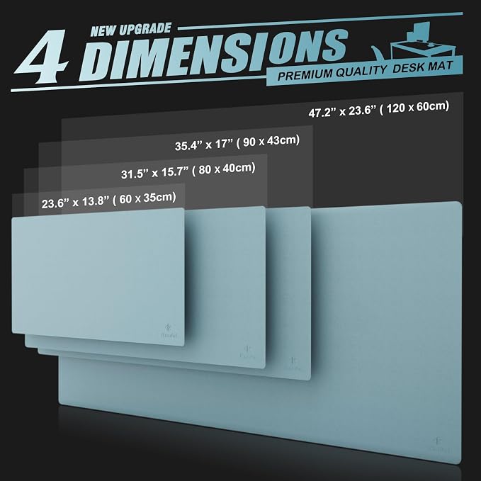 K KNODEL Extra Large Desk Mat, Leather Mouse Pad (35.4"x17", Light Blue) | Desk Pad, Keyboard Pad, Computer and Laptop Mat, Desktop Protector and Cover, Writing Pad and Blotter for Home Office