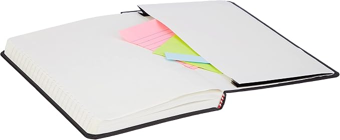 Amazon Basics Classic Lined Writing Notebook for Note Taking and Journaling, Hardcover with Elastic Closure, 240 Pages, 5" x 8.25", Black (Pack of 2)