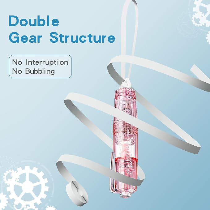 White Retractable Correction Tapes, 2 Cute Pre-Loaded Correctors with 4 Refills, Pull-Out Pen-Shaped Applicator, Anti-Break Tape for Office Supplies(Pink, Purple)