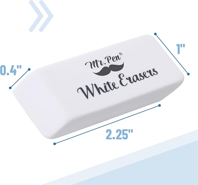 Mr. Pen- White Pencil Eraser, 72 Pack | Large Latex Free Block Erasers Bulk for School, Office, Art Sketching, Homework, Exams, Clean Smudge-Free Correction