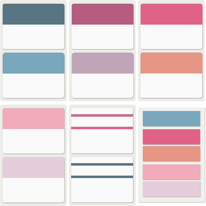 ELII 300 PCS Tabs 2 Inch Sticky Index Tabs,21 Sets Book Tabs Sunset | Writable and Repositionable File Tab, Self Adhesive,Page Markers for Pages Notebooks,Smooth Writing,Transparent,Waterproof