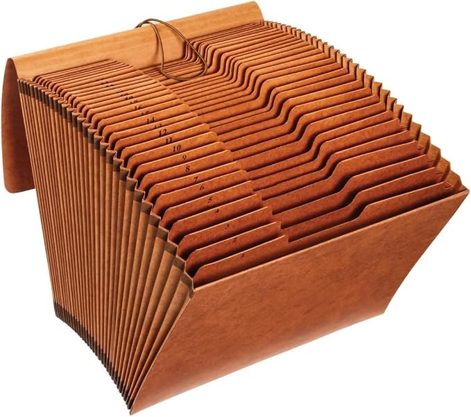 Globe Weis Globe-Weis/Pendaflex Heavy Duty 31-Pocket Expanding File with Flap, 1-31 Index, Letter Size, Brown, (R117DLHD) (Pack of 5)