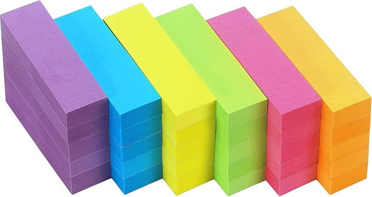 Sticky Notes Small Sticky Notes 30 Pads 6 Colors Mini Long Self-Stick Stickies Note Flags Tabs 0.6×2 100 Sheets Teacher Back to School Supplies and Oﬃce Products