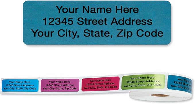 Colorful Images Personalized Return Address Labels | Metallic Rainbow Foil, 250 Count, Self-Adhesive, With Dispenser, Customize with Name & Shipping Address