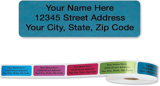 Colorful Images Personalized Return Address Labels | Metallic Rainbow Foil, 250 Count, Self-Adhesive, With Dispenser, Customize with Name & Shipping Address
