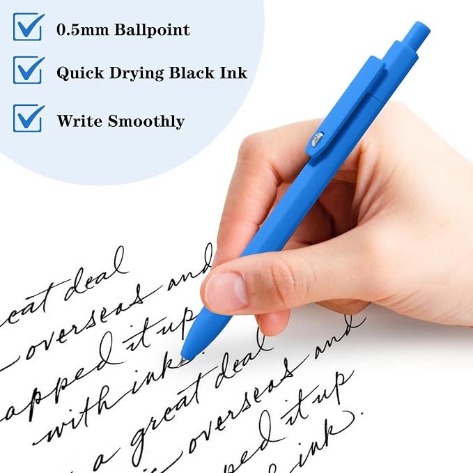 Piochoo Pens, 8 Pack Black Ink Gel Pens Ballpoint Smooth Writing Pens for Journaling, Cute Office Supplies for Nurses Women Teachers