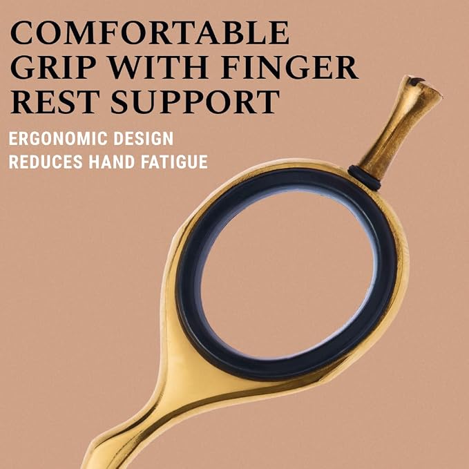 Ontaki Beard & Mustache Scissors for Men - 5.5" Japanese Steel, Gold Brass | Precision Sharp Blades, Ergonomic Finger Rest & Adjustable Tension Screw for Perfect Trimming - Beard Grooming Scissors