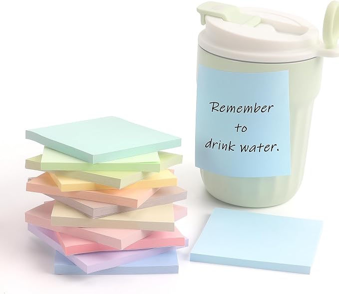 OSBOO Sticky Notes 3x3 Inch 12 Pack Pastel Colors, 50 Sheets/Pad | Soft Pastel Colors Self-Stick Notes Pads Bluk, 600 Sheets Total, Perfect for Daily Reminders, Study Notes, and Office Memos