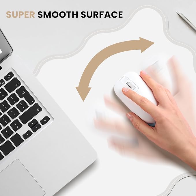 Leather Desk Mat, XXL Large 31.4x15.7in Scalloped Gaming Mouse pad，Non-Slip Rubber Base Keyboard Pad Mousepad for Laptop Computer Game Home Office，Waterproof and Oilproof Desktop Mat I White
