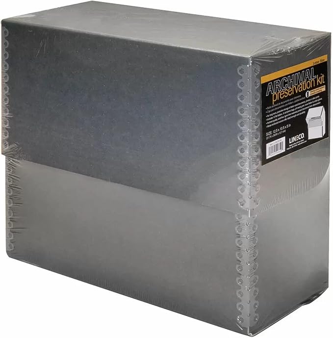 Lineco, Archival Document Case Kit, 12.5 x 10.5 x 5 Inch, Gray | Preserve Papers, Documents, Photos, Includes Gloves, Bone Folder, pH Testing Pen, 10 Photo Bags, 12 Acid-Free File Folders