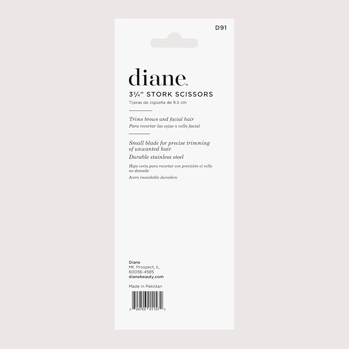 Diane Stainless Steel Stork Eyebrow Scissors, Precision Facial Hair & Brow Trimming Scissors for Women & Men, Sharp Ergonomic Beauty Grooming Scissors for Eyebrows, Mustache & Stray Hair Shears, 3.75"