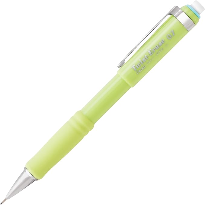 Pentel Twist-Erase III Mechanical Pencil, (0.7mm), Medium Line, Assorted Fashion Color Barrels, Pack of 4 (QE517FBP4M)