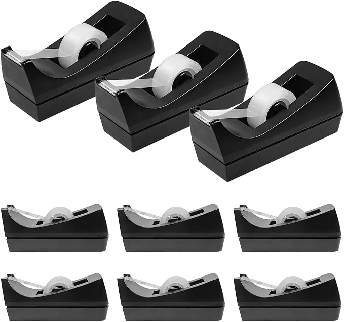 10 Pack Black Desktop Tape Dispensers Bulk Tape Roll Dispenser Non Skid Base Desk Tape Holder for Office Home School (No Tape Included)