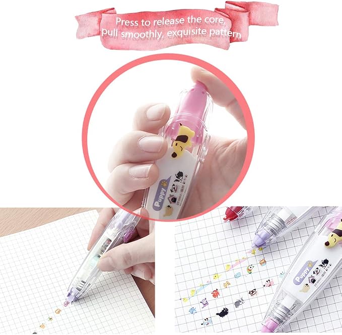 Geluode 6Pcs Decorative Correction Tape, Creative Cartoon Pattern Decorative Tape Stickers for Scrapbooking Greeting Card Cute Sign DIY Decorative